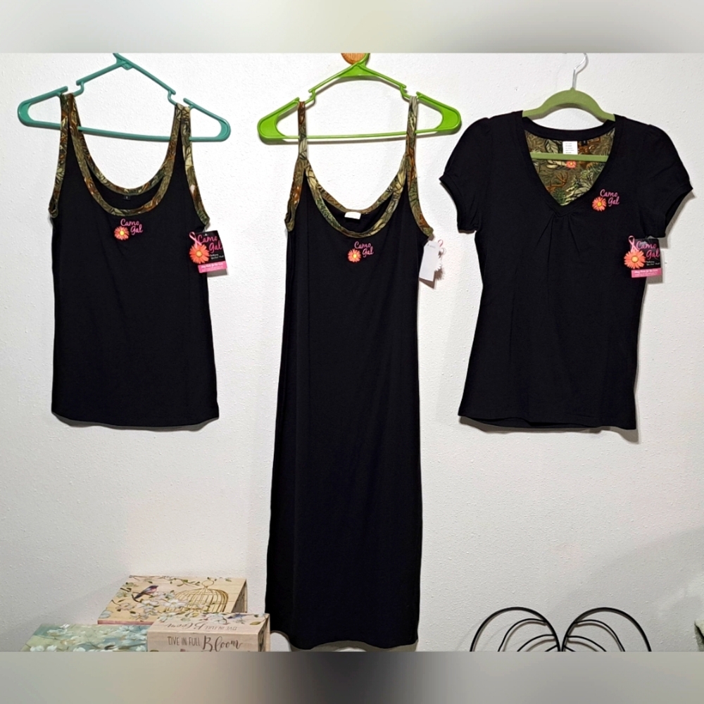 Camo Gal, ladies Tops n Dresses, NWT, All sz. Small